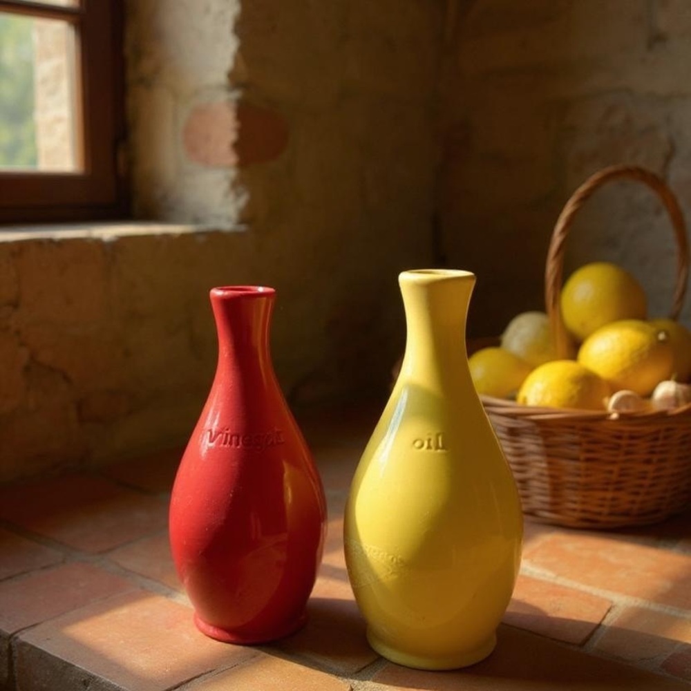 Pottery Barn Red and Yellow Accent Vases